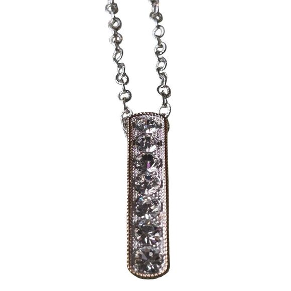 Montana Silversmiths Jewelry - Montana Silversmiths Rhinestone Silver Rectangle Necklace Dressy Classy